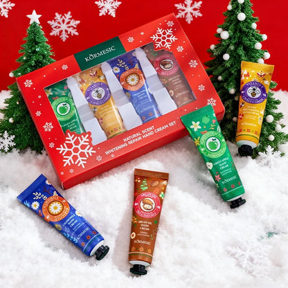 4 pcs Christmas Hand Cream Set Moisturizing Cream for Dry and Cracked Skin Non-Oily Travel Size Hand Cream Valentine's Day Gift