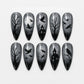 24pcs Halloween Press on Nails Sweet & Cool Jack-o'-Lantern Fake Nail Short Almond Cute & Cuddly Ghost False Nail for Women&Girl