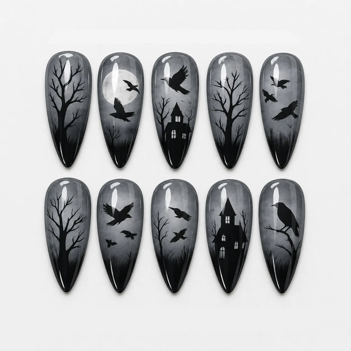 24pcs Halloween Press on Nails Sweet & Cool Jack-o'-Lantern Fake Nail Short Almond Cute & Cuddly Ghost False Nail for Women&Girl