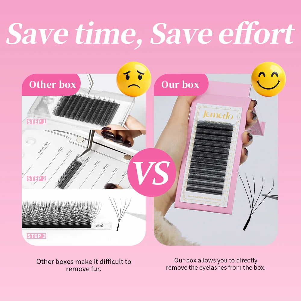 JEMEDO 5D 0.07mm Lash Extensions W-Shape Eyelash Extensions Natural Premade Volume Fans C/D/M Curl Lashes For Beauty Eye Makeup
