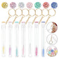 10 Pcs Tube Eyelash Brush With Gold Keychain Glitter Mascara Wand For Women Lash Extension Micro Comb Container Makeup Tools