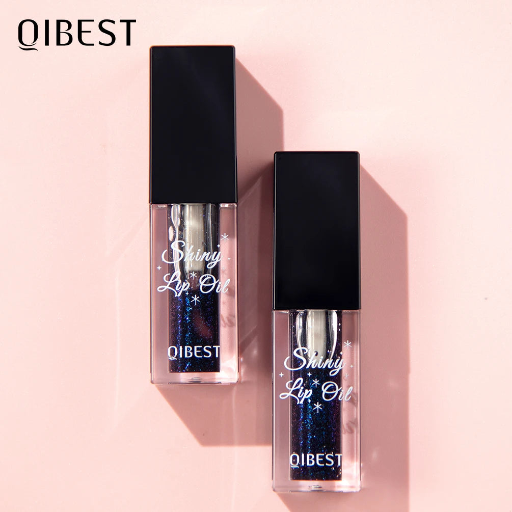 QIBEST Black Mirror Lip Gloss Color Changing Lipstick Moisturizing Shiny Lip Balm Oil Plumping Lasting Diamond Lipgloss Cosmetic
