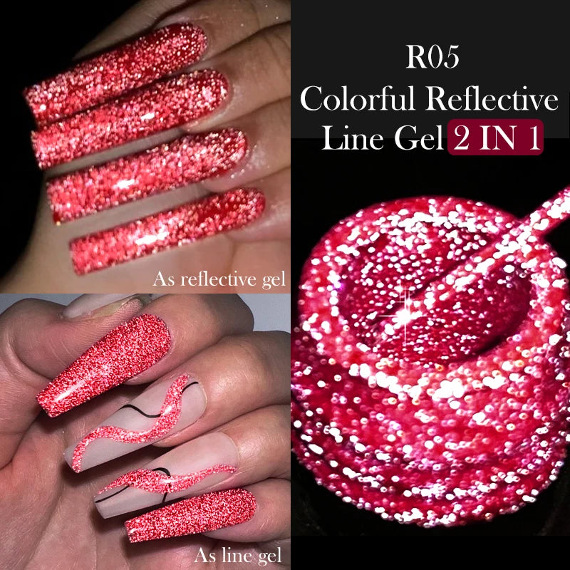 LILYCUTE 5ml Line Art Gel Nail Polish Gold Silver DIY Drawing Gel Reflective Glitter Design Semi Permanent Painting Gel Varnish
