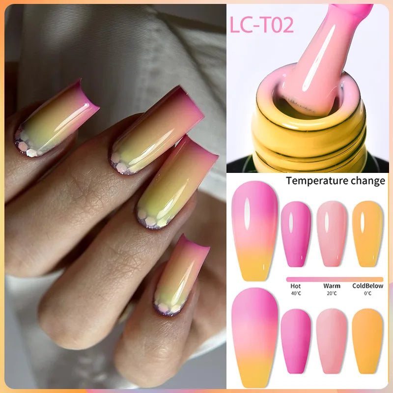 LILYCUTE 7ML Auroras Glitter Thermal Gel Nail Polish Temperature Color Changing Semi Permanent Soak Off Nail Art UV Gel Varnish