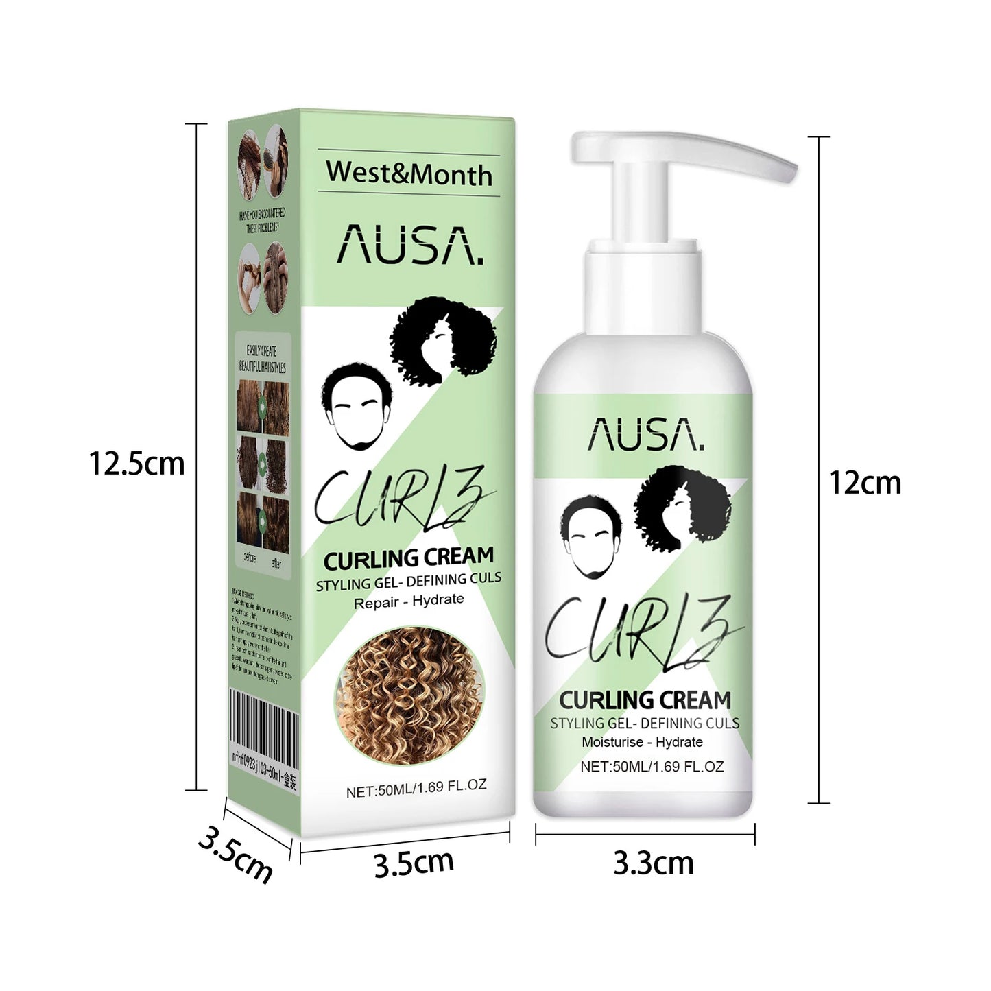 50ml Hair Curling Cream Anti-Frizz Bouncy Resilient Enhancer Styling Lotion Prevent Hair Breakage Smooth Moisturizing Hair Care