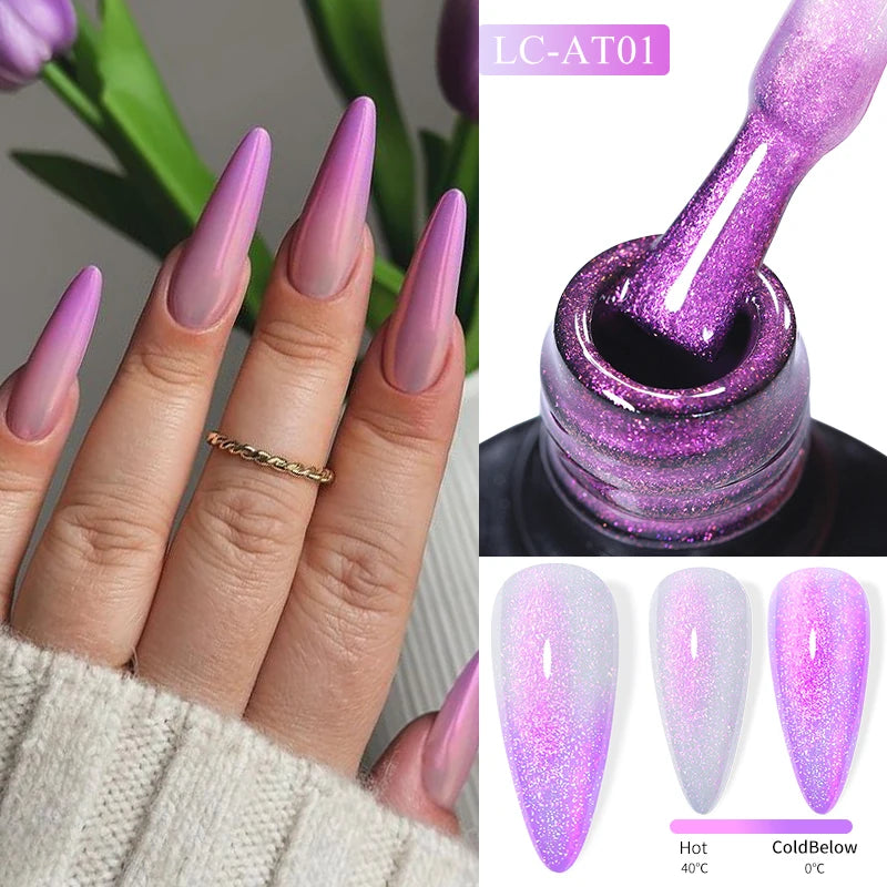 LILYCUTE 7ML Auroras Glitter Thermal Gel Nail Polish Temperature Color Changing Semi Permanent Soak Off Nail Art UV Gel Varnish