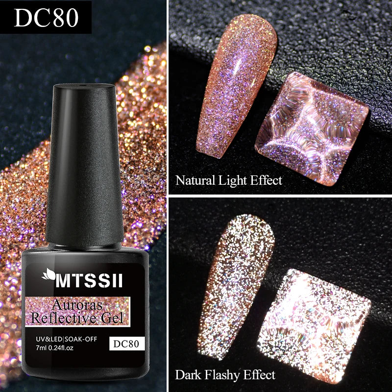 Mtssii 7ml Reflective Glitter Thermal Gel Nail Polish Color Changing Gel Semi-permanent Nail Art Varnishes Soak Off UV LED Gel