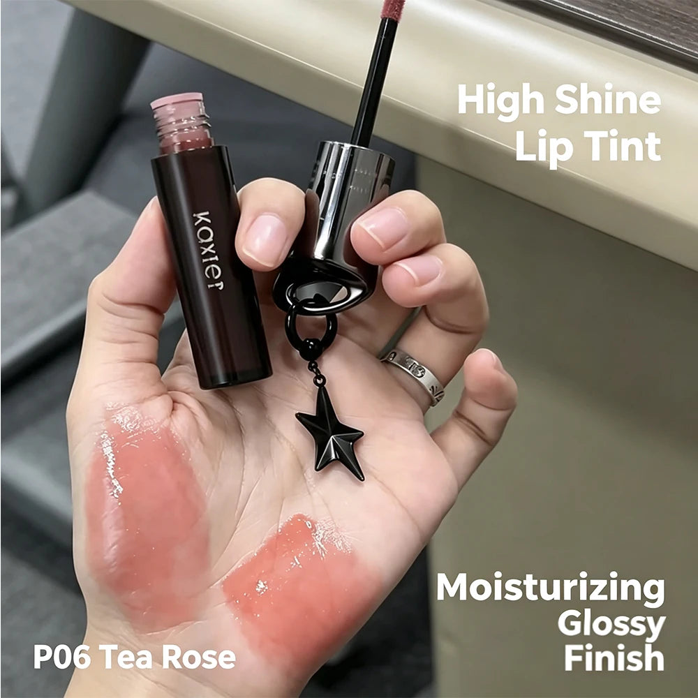 Kaxier Glossy Lip Glaze Mirror Tint Longlasting Shiny Lip Gloss Non Sticky Hydrating Halloween Makeup Pendant Daily Lip Cosmetic