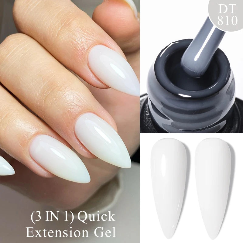 MEET ACROSS 7ml Rubber Base Gel Glitter Nude Pink White 2 In 1 Gel Nail Polish Nail Art Varnish For Nails Winter Autumn Manicure