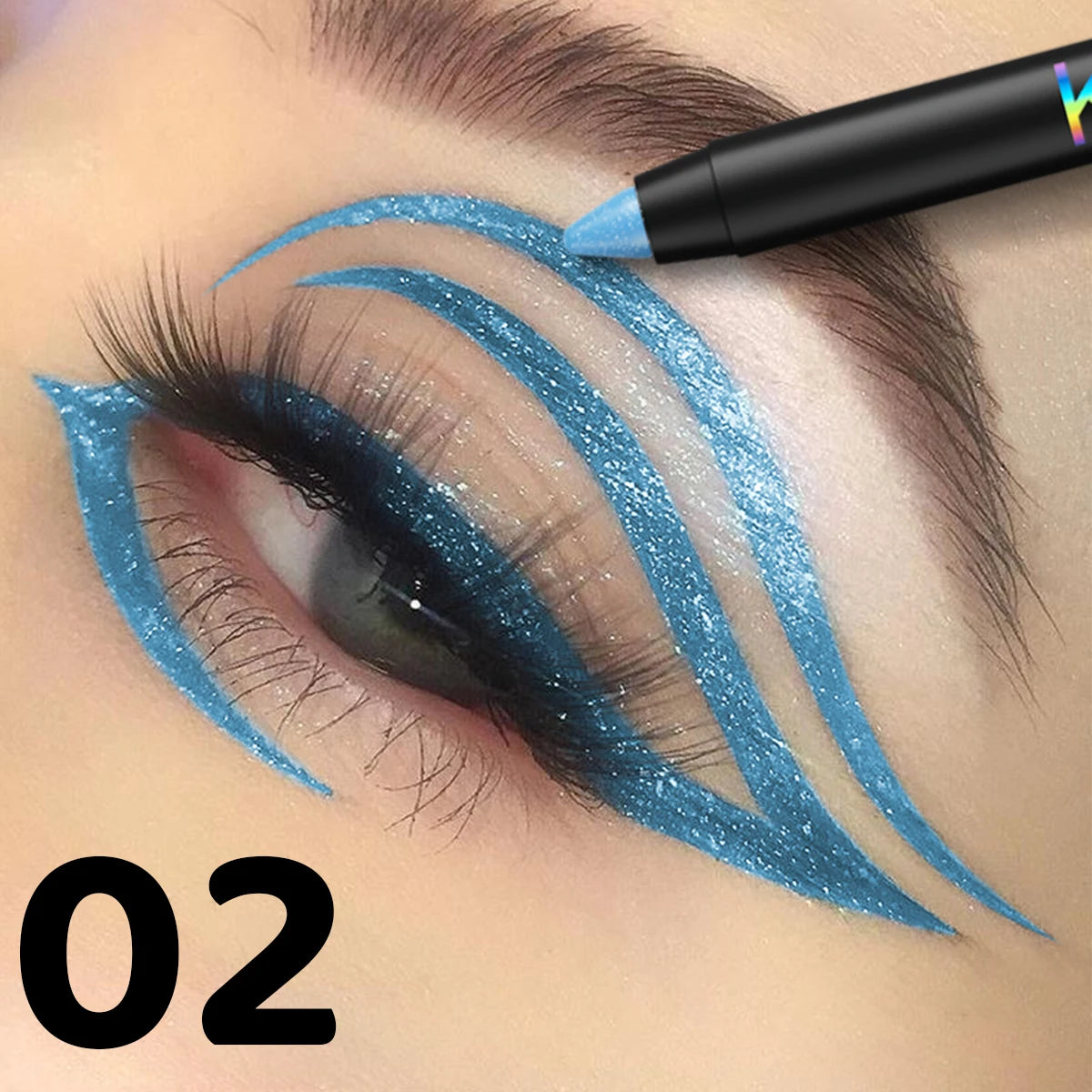 1pc Colourful Eyeliner Pen,High Pigmented Pearly Glitter&Shimmer Metallic Eyeliner Stick, Long Lasting Waterproof White Black