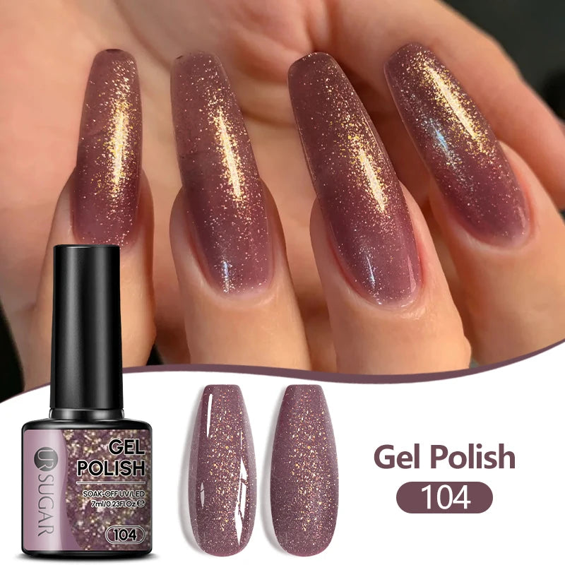 UR SUGAR 7/7.5ml Nude Glitter Color Nail Gel Polish Semi-permanent Varnish Soak Off Nail Art Base Top Coat UV LED Gel Manicure