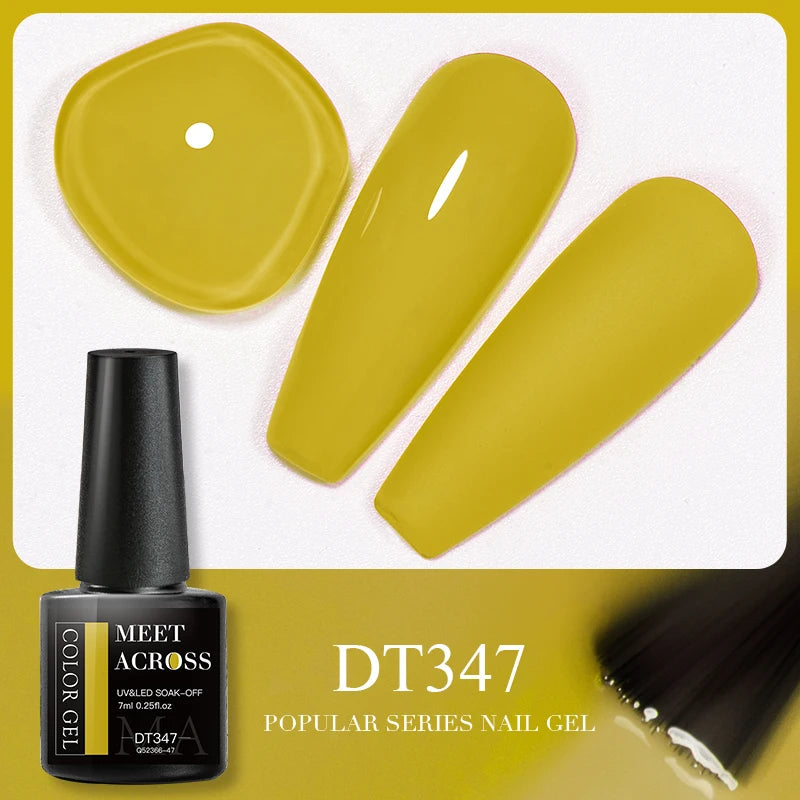 MEET ACROSS 7ml 140 Colors Glitter Gel Nail Polish Fluorescent Laser Semi Permanent Soak Off Nail Art UV Gel Varnish Manicure