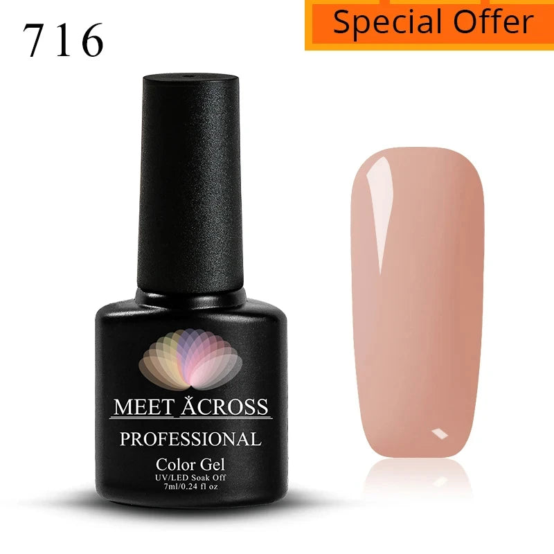 MEET ACROSS 7ml Eggshell Thermal Gel Nail Polish Temperature Changing Gradient Nail Art Varnish Winter Soak Off Gel For Nails