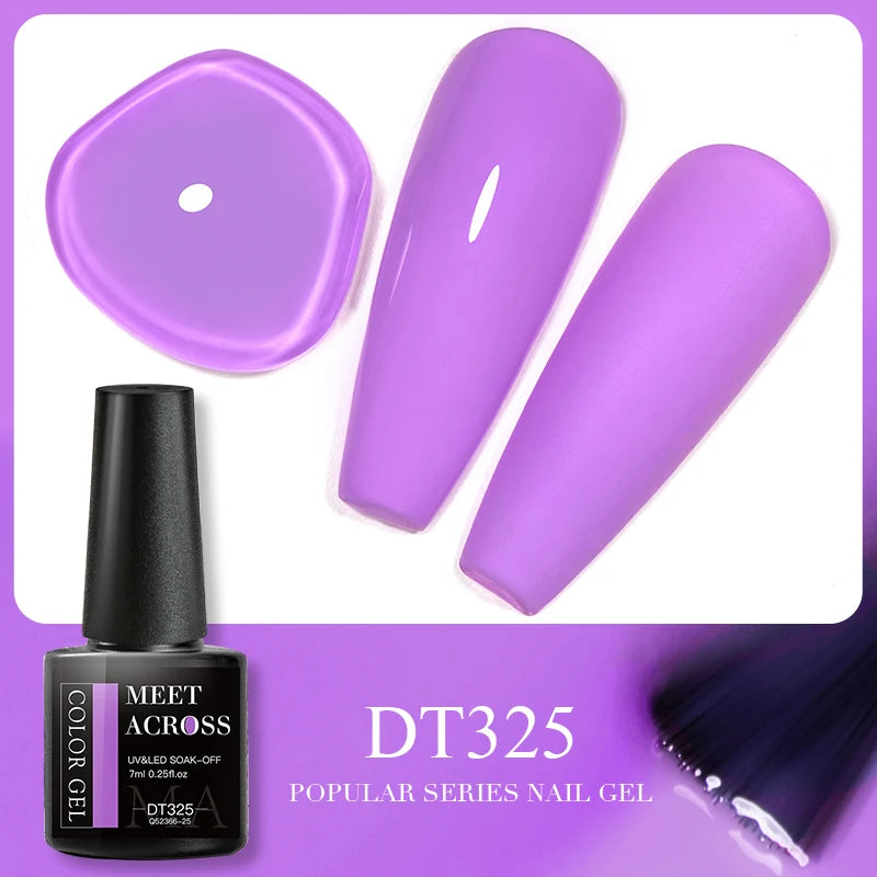 MEET ACROSS 7ml 140 Colors Glitter Gel Nail Polish Fluorescent Laser Semi Permanent Soak Off Nail Art UV Gel Varnish Manicure