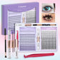 ISEEN DIY Eyelash Extension Kit Cluster Mix Eyelashes Full Set Lashes Kit with Lash Bond & Seal and Eyelash Tweezers and Brush