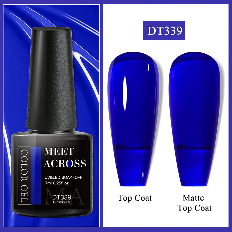 MEET ACROSS 7ml Black White Red Gel Nail Polish Glitter Semi Permanent Nail Supplies Gel Vernis for All-Season Nails Design