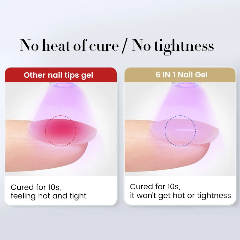 BORN PRETTY 6 in 1 Nail Glue Gel Extra Strong Adhesive for Press on Nails Clear Acrylic Tips Extension Gel Strengthener Gel