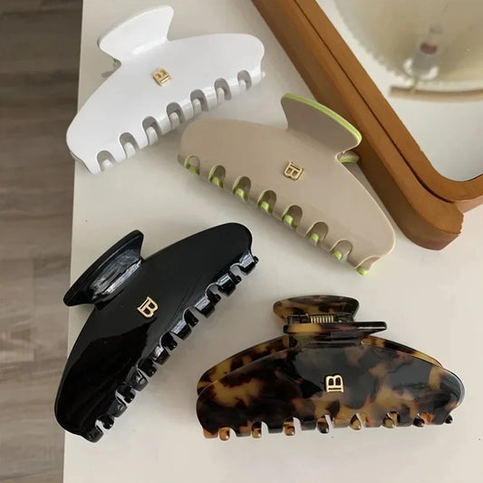 1pc Korean letter B arc grab clip high texture acetate hair clip sweet and versatile hair shark clip hair accessories