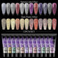 12pcs/set Extension Gel Nail Art Semi Permanent Acrylic Glitter Fluorescent Nude Colorful Fast Building Hybrid Varnish UV Nails