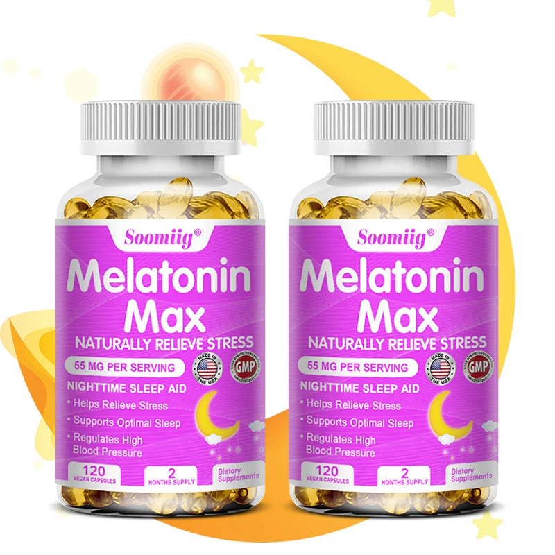 Melatonin 55mg - with MSM, Zinc, Vitamin D3 & B6, Fall Asleep Faster, Stay Asleep Longer, Easy To Take, Vegan Non-GMO Supplement