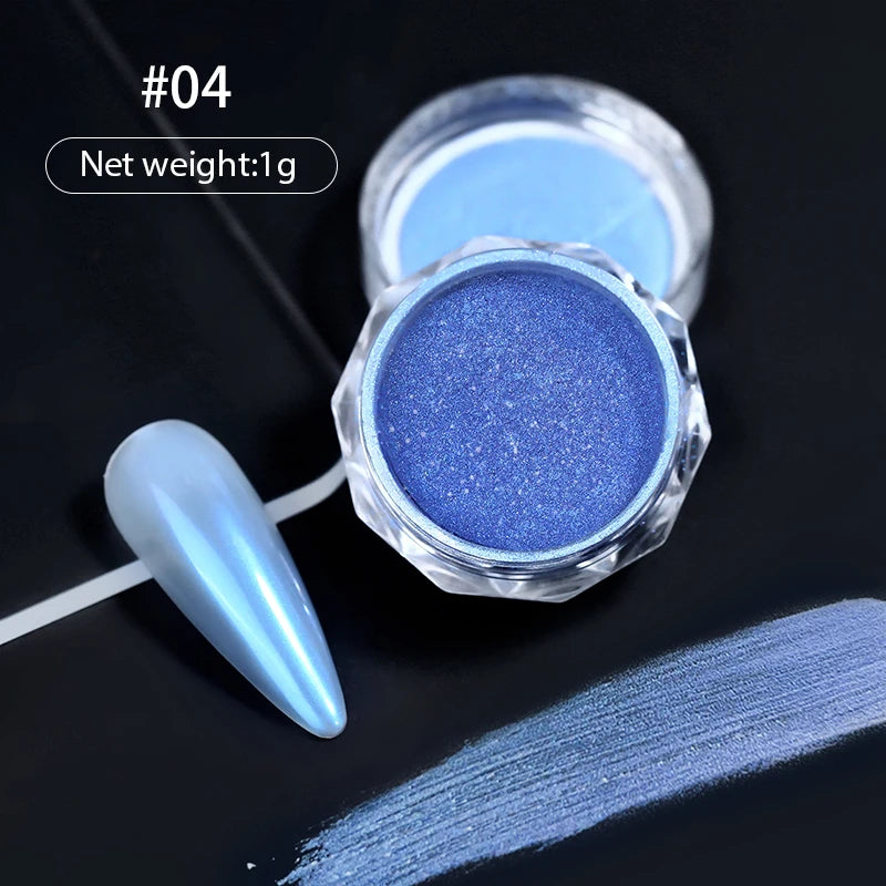NICOLE DIARY 5g Aurora Pearl White Pink Nail Powder Pigments Metallic Rubbing Dust Moonlight Effect Nail Arts Decoration