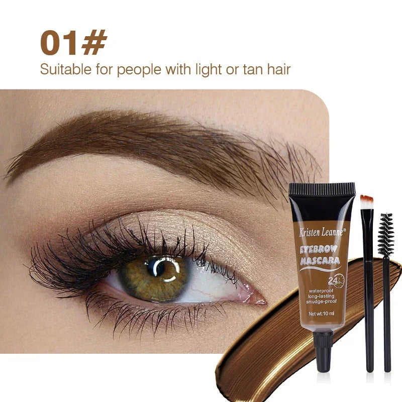 Dyeing Eyebrow Set with Brush Waterproof Quick-drying Natural Stain Coloring Liquid Eyebrows Enhancers 3D Wild Brow Setting Gel