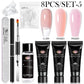 MEET ACROSS Extension Nail Gel Polish Set Acrylic Crystal Building Full Polygel For Nails Kit UV Varnish Nail Art Manicure Set