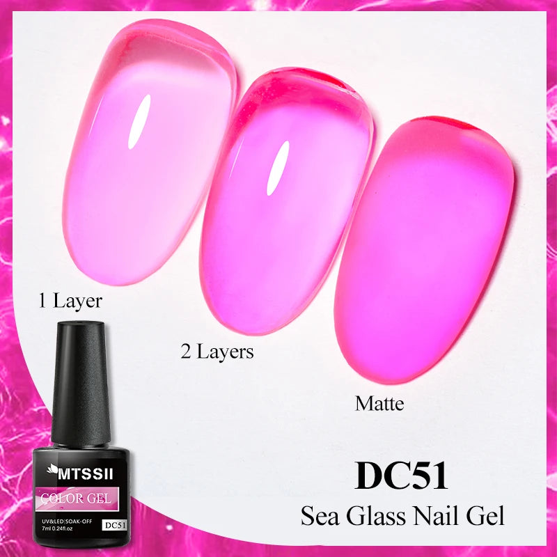 7ML Jelly Gel Nail Polish Black Crystal Translucent Dull Color Nail Art Gel Semi Permanent Varnish Soak Off UV LED Gel Polish