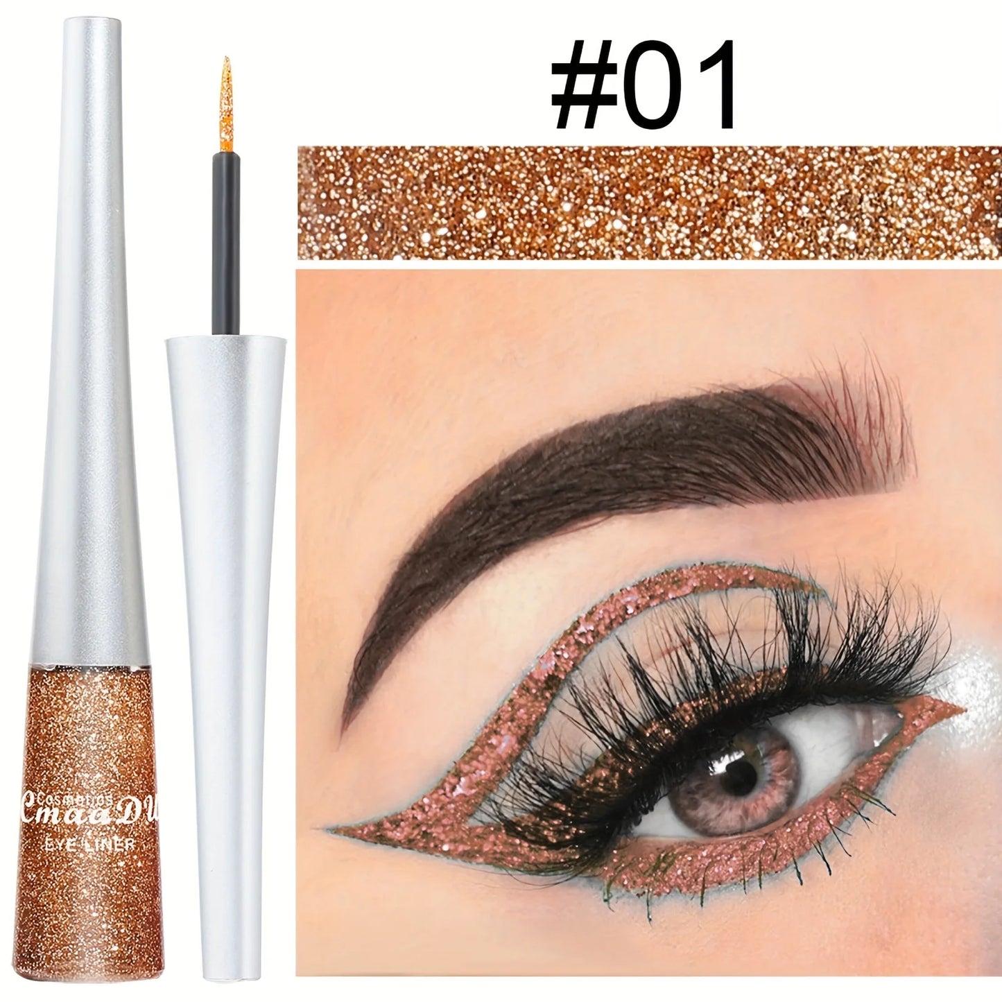 Long-Lasting Liquid Eyeliner Pen - Shimmer in Silvery, Green & Blue | Waterproof, Smudge-Proof Makeup