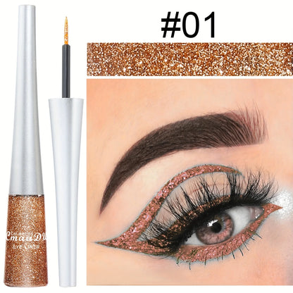 Long-Lasting Liquid Eyeliner Pen - Shimmer in Silvery, Green & Blue | Waterproof, Smudge-Proof Makeup