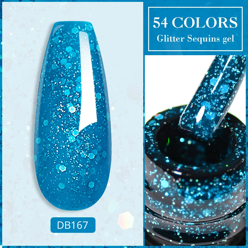 Mtssii 7ML Colorful Reflective Gel Nail Polish Glitter Sparkling Flash Glitter Gel Polish Semi Permanent Varnish Soak Off Nails