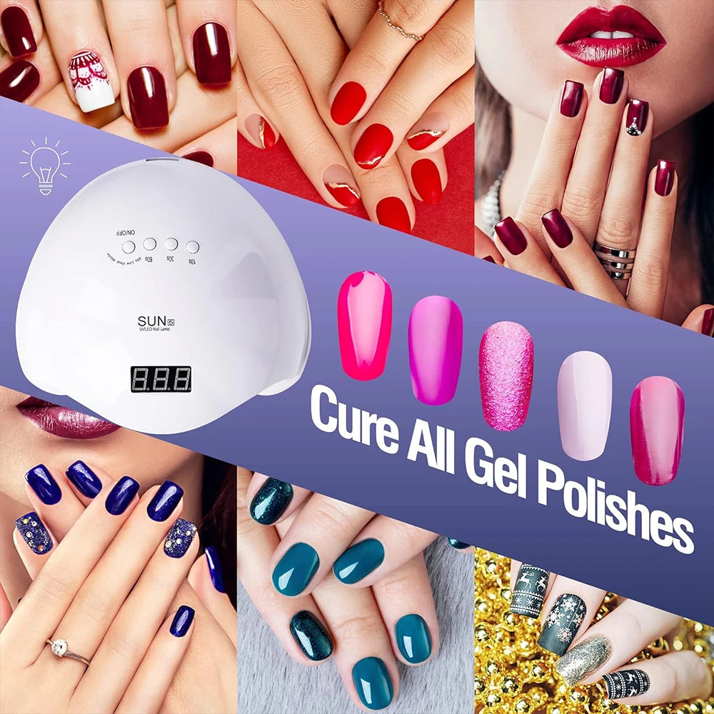 UV LED Nail Lamp 48W for Professional Saloon Fast Nail Gel Dryer With 4 Timers Automatic Sensor LCD Display
