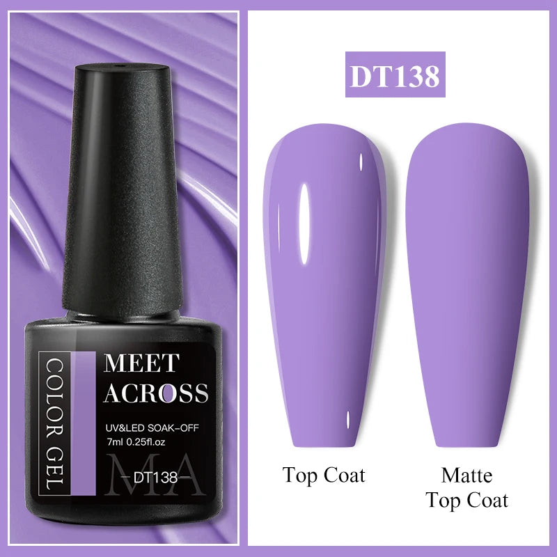 MEET ACROSS 7ml Black White Red Gel Nail Polish Glitter Semi Permanent Nail Supplies Gel Vernis for All-Season Nails Design