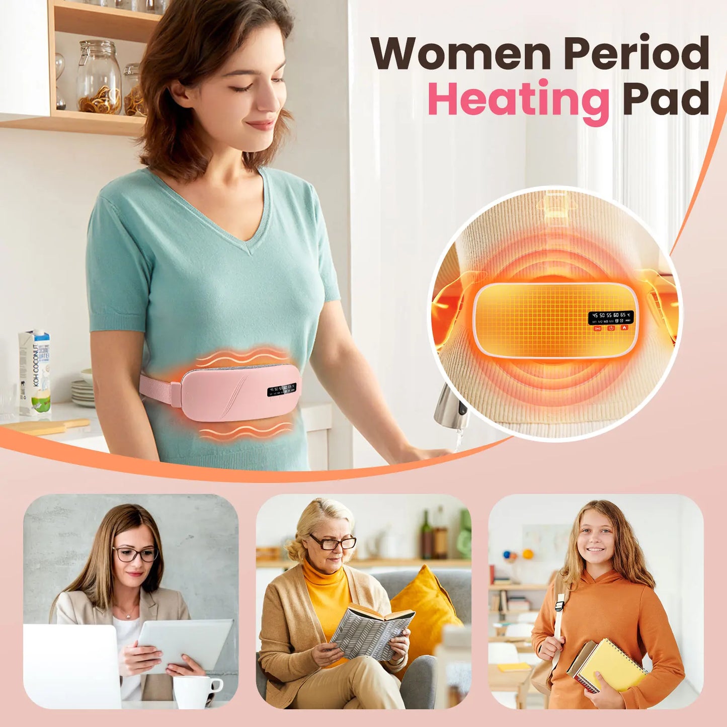 2025 Women Menstrual Fast Heating Pads For Women Menstrual Relief Pain With 5 Heat Levels And 4 Massage Modes Gifts For Female
