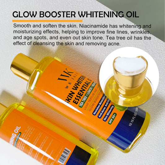 WK JALY Niacinamide Lightening Body Oil For All Skin, With Tea Tree, Lemon, Remove Acne, Fine Lines, Age Spot, Not Greasy, 300ml