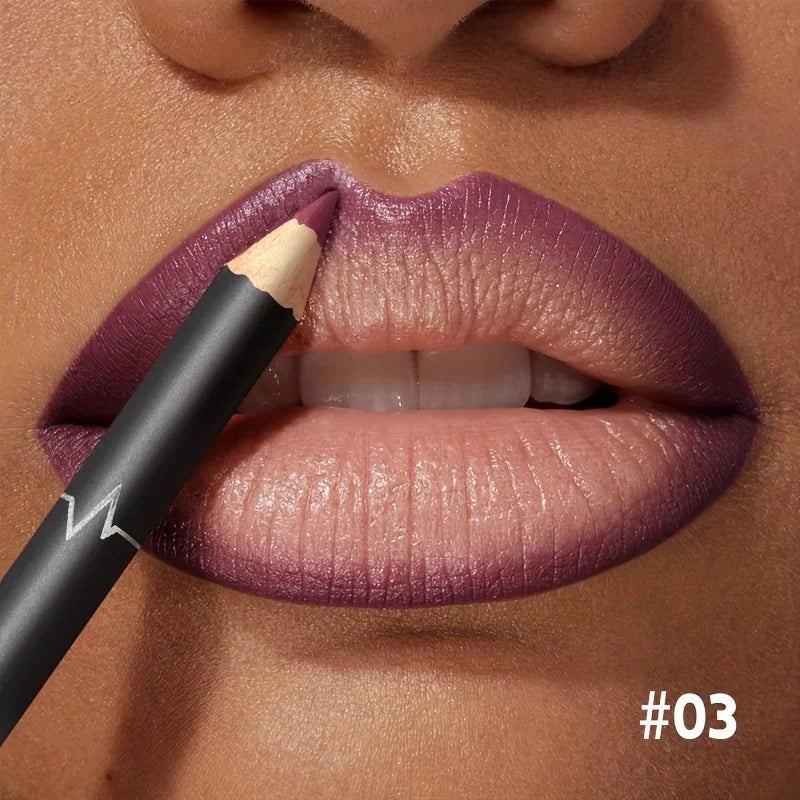 Waterproof Matte Lipliner Pencil – Red Contour Tint, Long-Lasting, Moisturizing Lips Makeup, 12 Colors