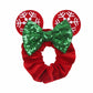 Disney Mouse Ears Velvet Scrunchies Hairband Women Elastic Ponytail Holder Girls Sequin Bow 2023 Kids Party DIY Hair Accessories