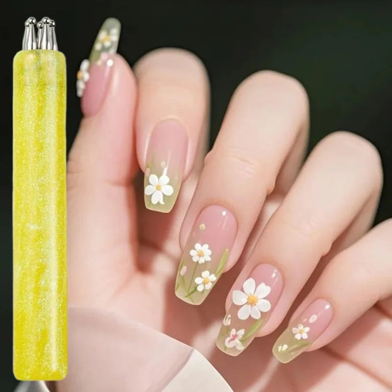 Multi-purpose 5 Petal Flower Nail Dotting Pen Nail Art Acrylic Flower Nail Rhinestones Pen Marbleizing Draw Painting Pens Tools