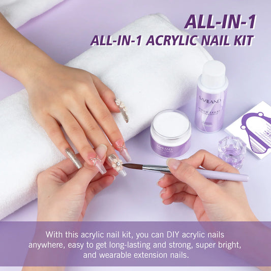 SAVILAND Acrylic Nail Kit Nails Art Decoration Acrylic Powder and Liquid Crystal Nail Glitter 3D Nail Tips Carving Tools