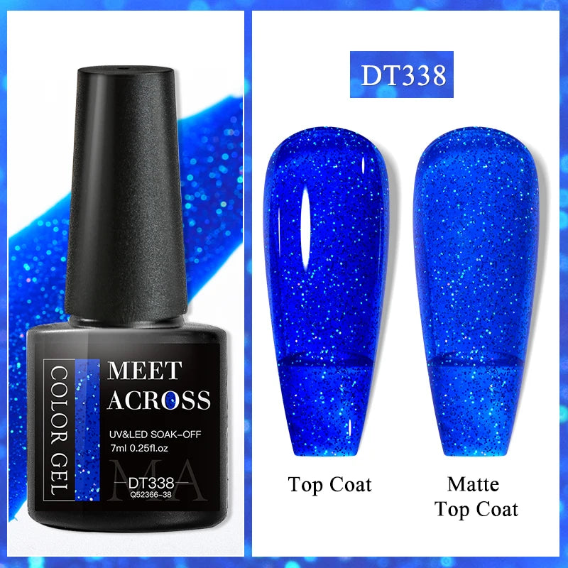 MEET ACROSS 7ml Black White Red Gel Nail Polish Glitter Semi Permanent Nail Supplies Gel Vernis for All-Season Nails Design