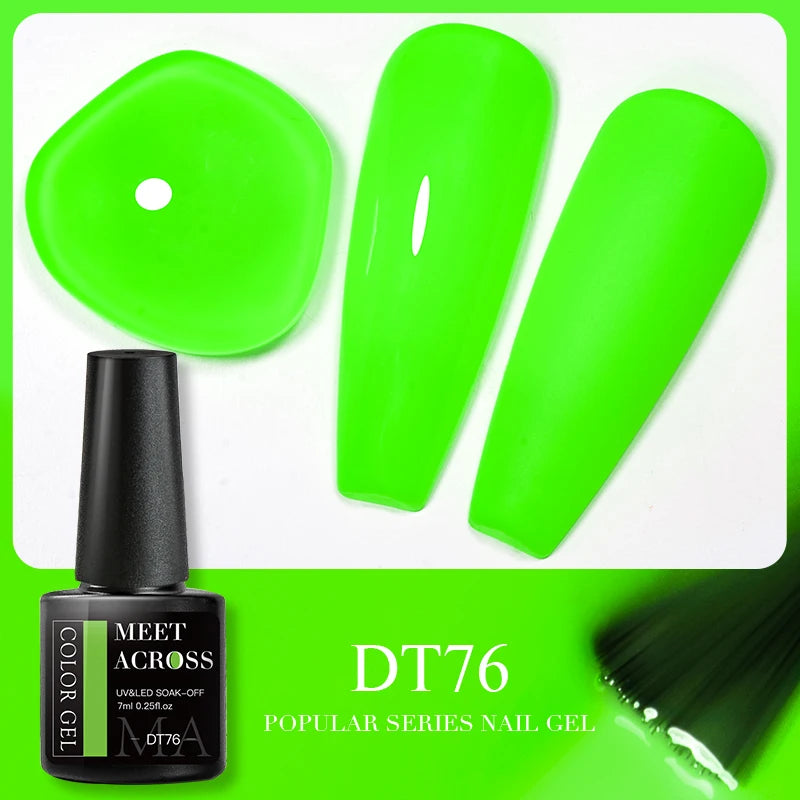 MEET ACROSS 7ml 140 Colors Glitter Gel Nail Polish Fluorescent Laser Semi Permanent Soak Off Nail Art UV Gel Varnish Manicure