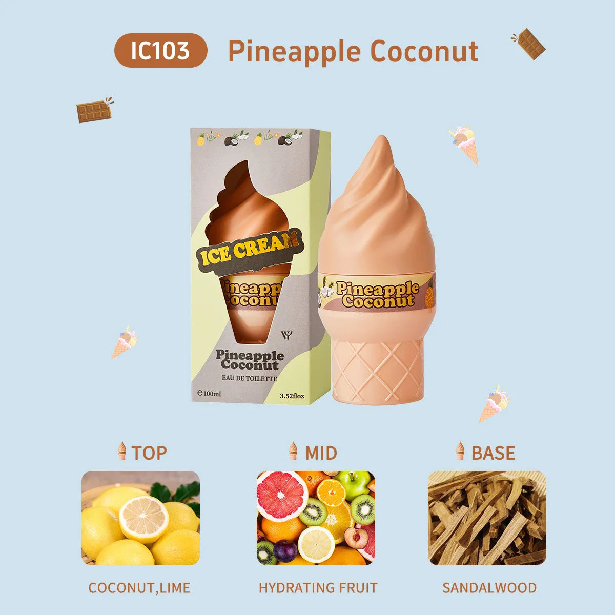 60ml Ice Cream Sweet Women's Perfume Long-lasting Fresh Vitality Floral Fragrance Eau De Toilette Charming Date Fragrance Spray