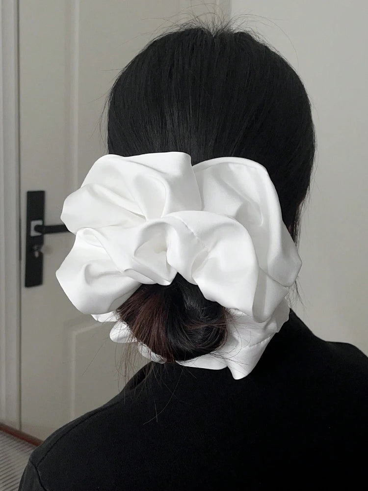 1pc Extra Large Faux Silk Fluffy, High Elasticity, Soft & Silky, Luxury Casual Comfortable Fashion Scrunchie For Women