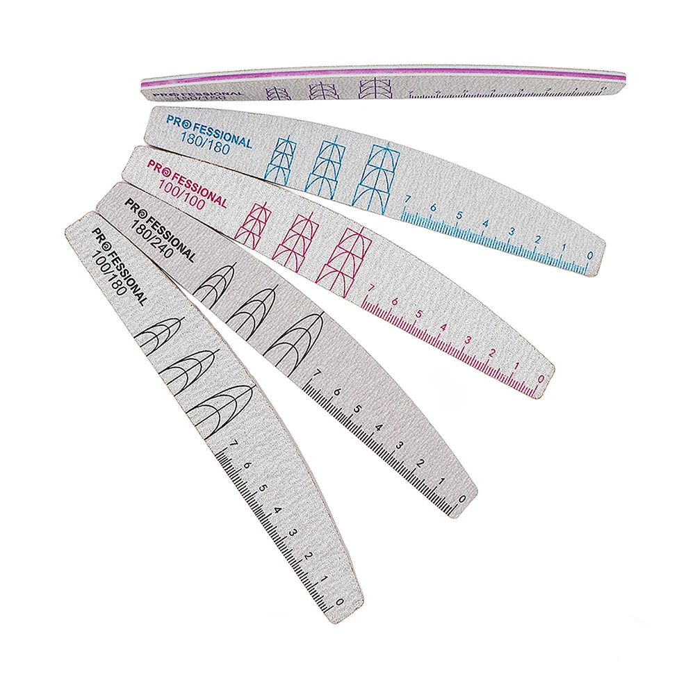 5/10 Pcs Double Sided Nail Art File Set With Scale Grey Sandpaper Nail Stylist Supplies Manicure Products Sand Nails Salon Tools