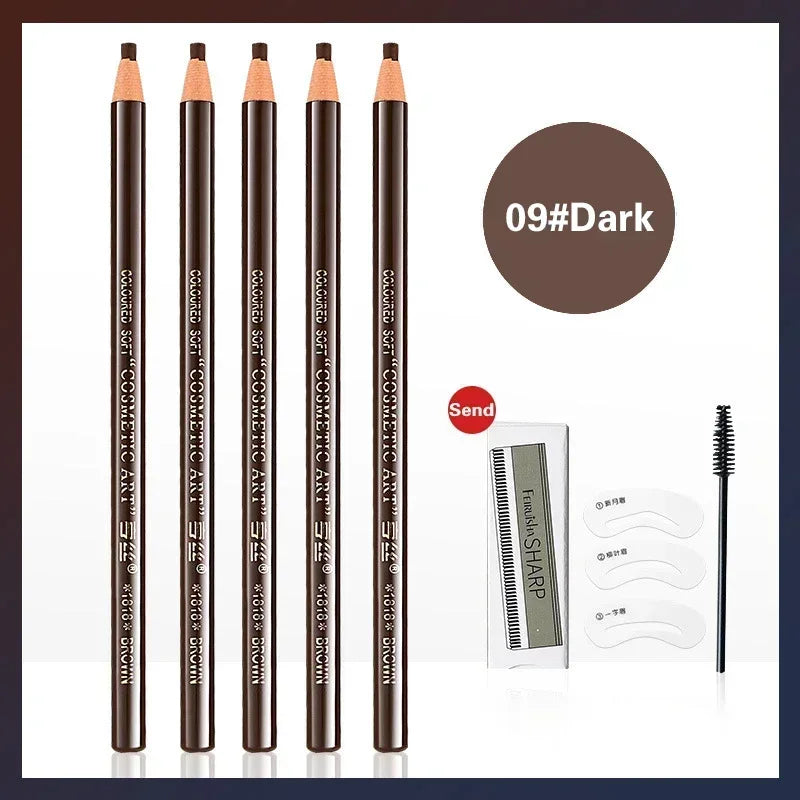 5pcs Professional Waterproof Microblading-Style Eyebrow Pencils – Long-Lasting, Smudge-Proof, Natural Tint Makeup Enhancers