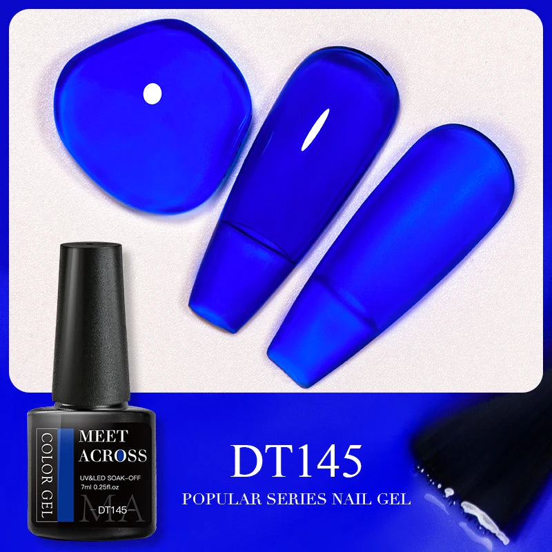MEET ACROSS 7ml 140 Colors Glitter Gel Nail Polish Fluorescent Laser Semi Permanent Soak Off Nail Art UV Gel Varnish Manicure