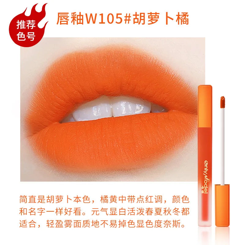 Orange Waterproof Long-Lasting Matte Lipstick – Velvet Lip Tint, Resistant, Moisturizing Cosmetic Lip Makeup for Women