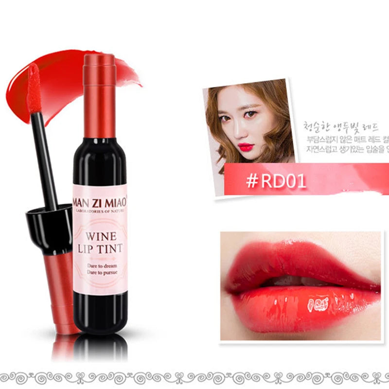 2023 Lipstick & Lip Gloss – Waterproof, Long-Lasting Lovely Tint, Wine Bottle Shape, Red Lip Makeup for Women, Cosmetic Gloss