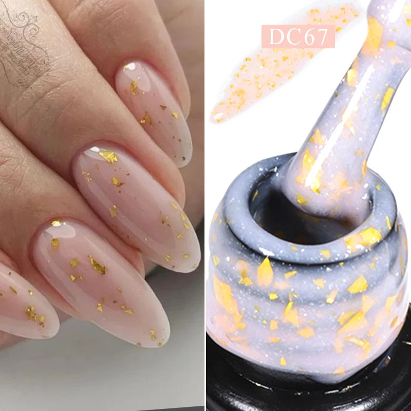Mtssii 7ml Glitter Rubber Base Gel Polish Gold Sequins Pink White Base Gel Top Coat Soak Off UV LED Nail Art Varnish Manicure