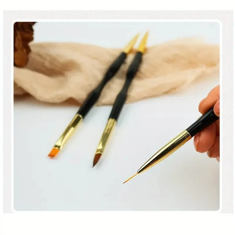 French Stripe Nail Art Liner Brush Set Tips Ultra-thin Line Drawing Pen Dual End UV Gel Painting Brushes Manicure Tools
